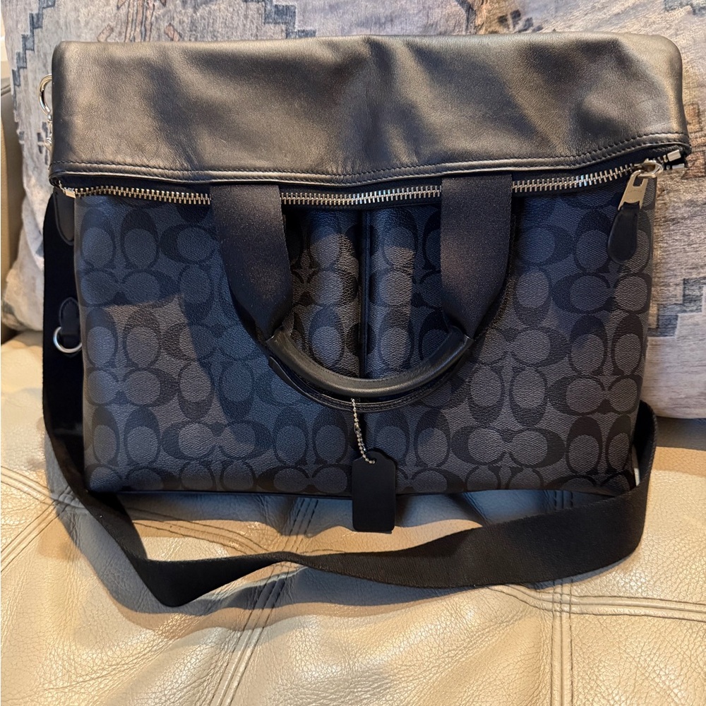 Coach Black and Gray Men's Tote/Messenger Bag